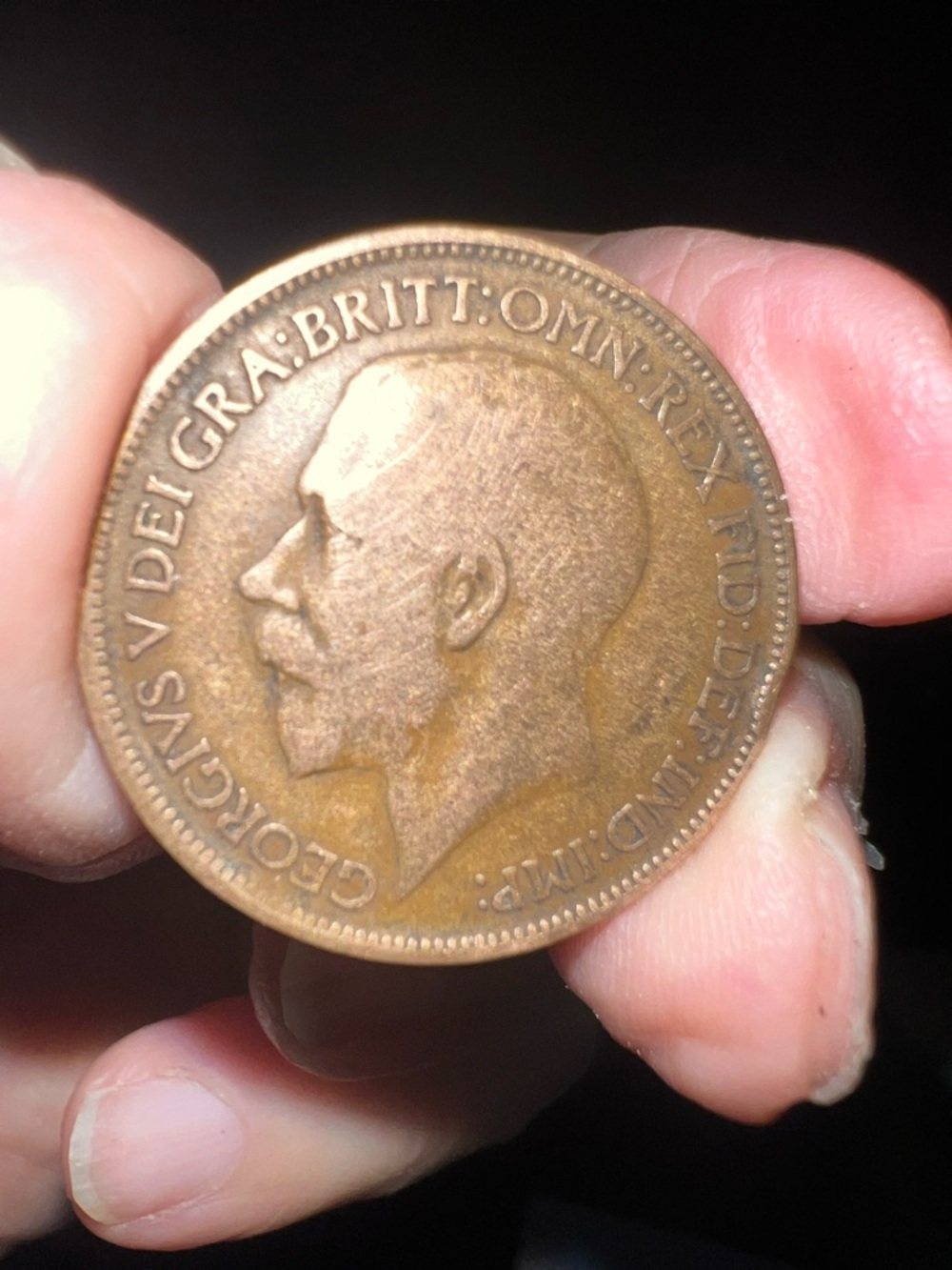 Vintage British King George V Bronze Coin - Copper Tone